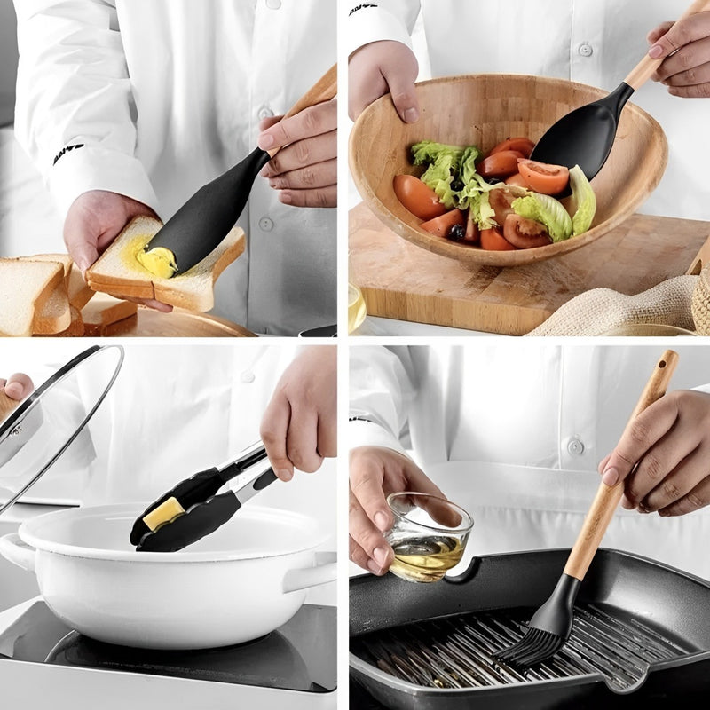 Kit Utensílios de Cozinha em Silicone com 12 Peças