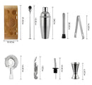 Kit Bartender 10 Peças de Aço Inox com Suporte de Bambu